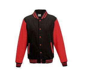 AWDIS JH043 - Bluza baseballowa Jet Black/Fire Red