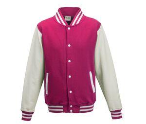 AWDIS JH043 - Bluza baseballowa Hot Pink / White
