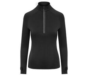 JUST COOL JC035 - T-shirt de sport femme col zippé Jet Black