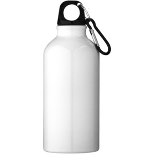 PF Concept 100002 - Aluminiowa butelka na wodę Oregon z karabińczykiem o pojemności 400 ml White