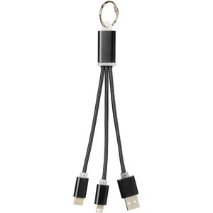 PF Concept 134961 - Kabel do ładowania 3w1 Metal z kółkiem na klucze Solid Black