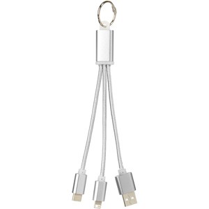 PF Concept 134961 - Kabel do ładowania 3w1 Metal z kółkiem na klucze Silver