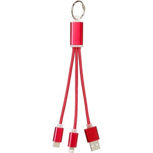 PF Concept 134961 - Kabel do ładowania 3w1 Metal z kółkiem na klucze Red
