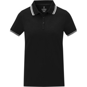 Elevate Life 38109 - Damska koszulka polo Amarago z kontrastowymi paskami i krótkim rękawem Solid Black