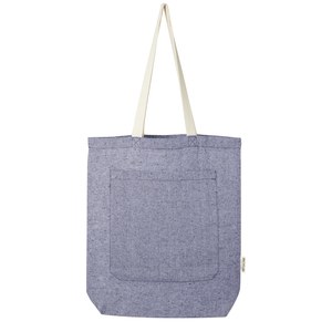 PF Concept 120643 - Pheebs torba na zakupy o pojemności 9 l z bawełny z recyklingu o gramaturze 150 g/m² i z przednią kieszenią Heather Blue