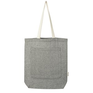 PF Concept 120643 - Pheebs torba na zakupy o pojemności 9 l z bawełny z recyklingu o gramaturze 150 g/m² i z przednią kieszenią Heather Black
