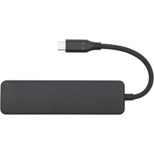 PF Concept 124368 - Loop adapter multimedialny USB 2.0-3.0 z portem HDMI wykonany z tworzyw sztucznych pochodzących z recyklingu z certyfikatem R Solid Black