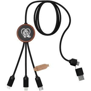 SCX.design 2PX071 - SCX.design C37 kabel do ładowania z podświetlanym logo 5-w-1 rPET i z okrągłą drewnianą obudową