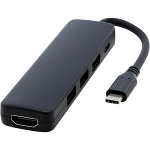 PF Concept 124368 - Loop adapter multimedialny USB 2.0-3.0 z portem HDMI wykonany z tworzyw sztucznych pochodzących z recyklingu z certyfikatem R